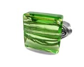 Green Swarovski Crystal Sterling Silver Ring. Square Wire Wrapped Ring
