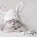 Custom Made Bunny Hat with Adorable White and Gender Natural Cream Bunny Ears for Newborn and Baby - Photography Prop