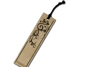 Engraved Wood Bookmark - Swirls and Lines Design