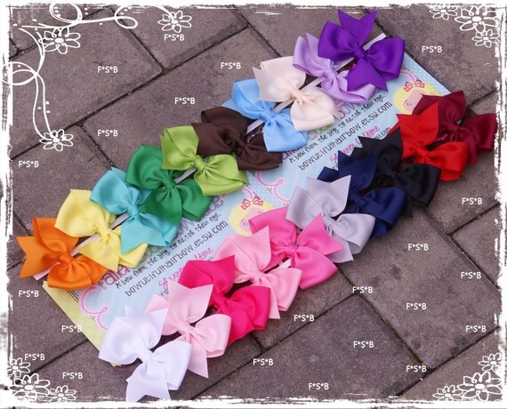 20 hair bows / 1.00 each / girls hair bows / bows / fit newborn infant toddler/ favors/ birthdays/ starter set