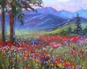 Wild Poppies and Blue Bachelor Buttons Landscape 10 in x  8 in Print