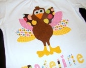 Girl's Personalized Thanksgiving Turkey - Custom Size Applique Shirt