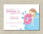 princess pool party/splash party invitation