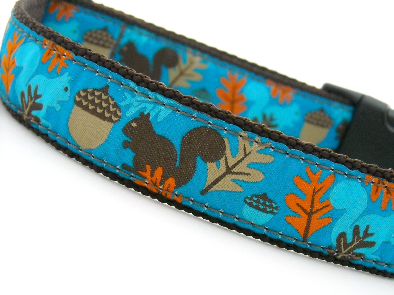 Squirrely Blue Dog Collar 1 inch wide