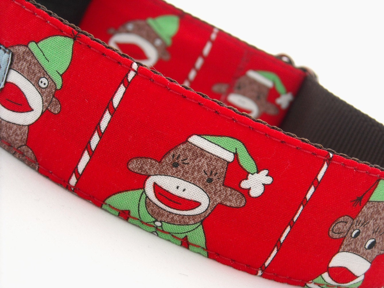 Christmas Monkey Collar in Red 1.5 inch wide (also available in 1 inch wide)