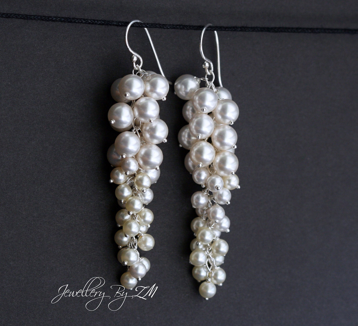 Pearl Cluster Earrings - Cascading Grapes