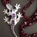 Nubby Garnet Necklace Sterling Gecko Pendant Jeweled OOAK FavoriteBlings Critter Bling Pomegranate Red