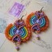 Happy Colors Beaded Macrame Earrings Orange Purple Blue