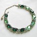 Vintage Emerald and Clear Green Cut Glass Tear Drop Rhinestones and Blue Aurora Borealis Choker Necklace