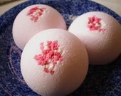 Cherry Pink Bath Bombs with Heart Sprinkles Set of 3