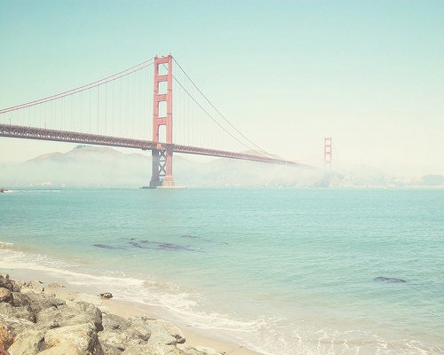 San Francisco, California Photography, Golden Gate Bridge, fpoe, Soft, Orange, Summer, Ocean, Travel Photography - Mist in the City - urbandreamphotos