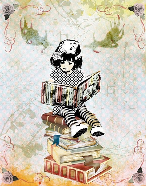 A good book has no ending  8x10 art print of child reading