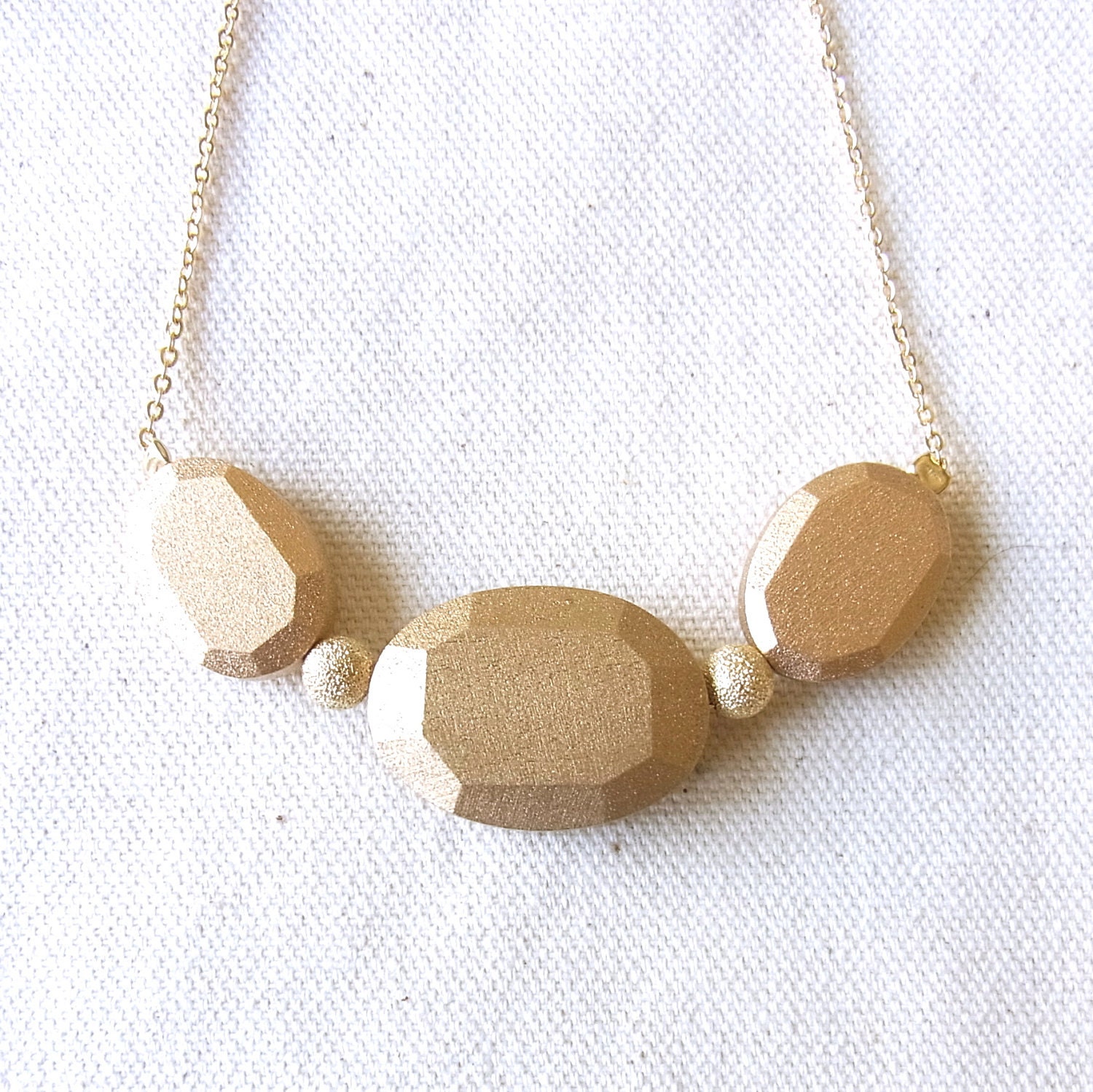 Wood Jewel Necklace-Gold