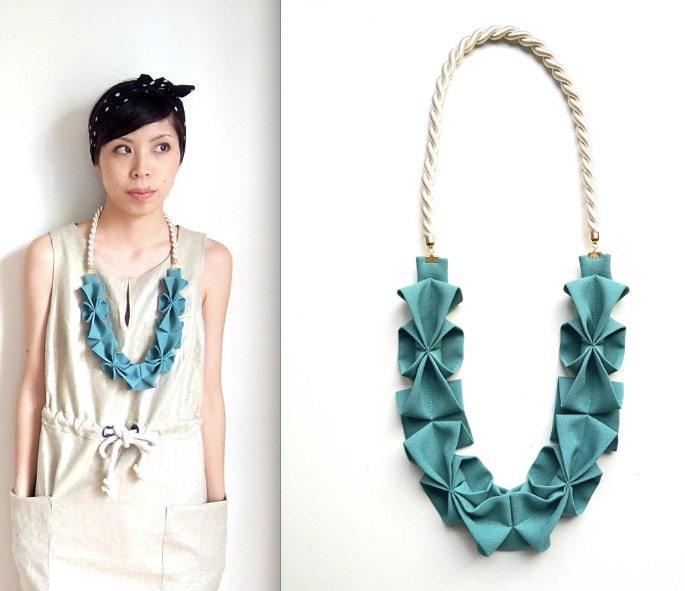 Origami Hana Rope Necklace - Seafoam Green