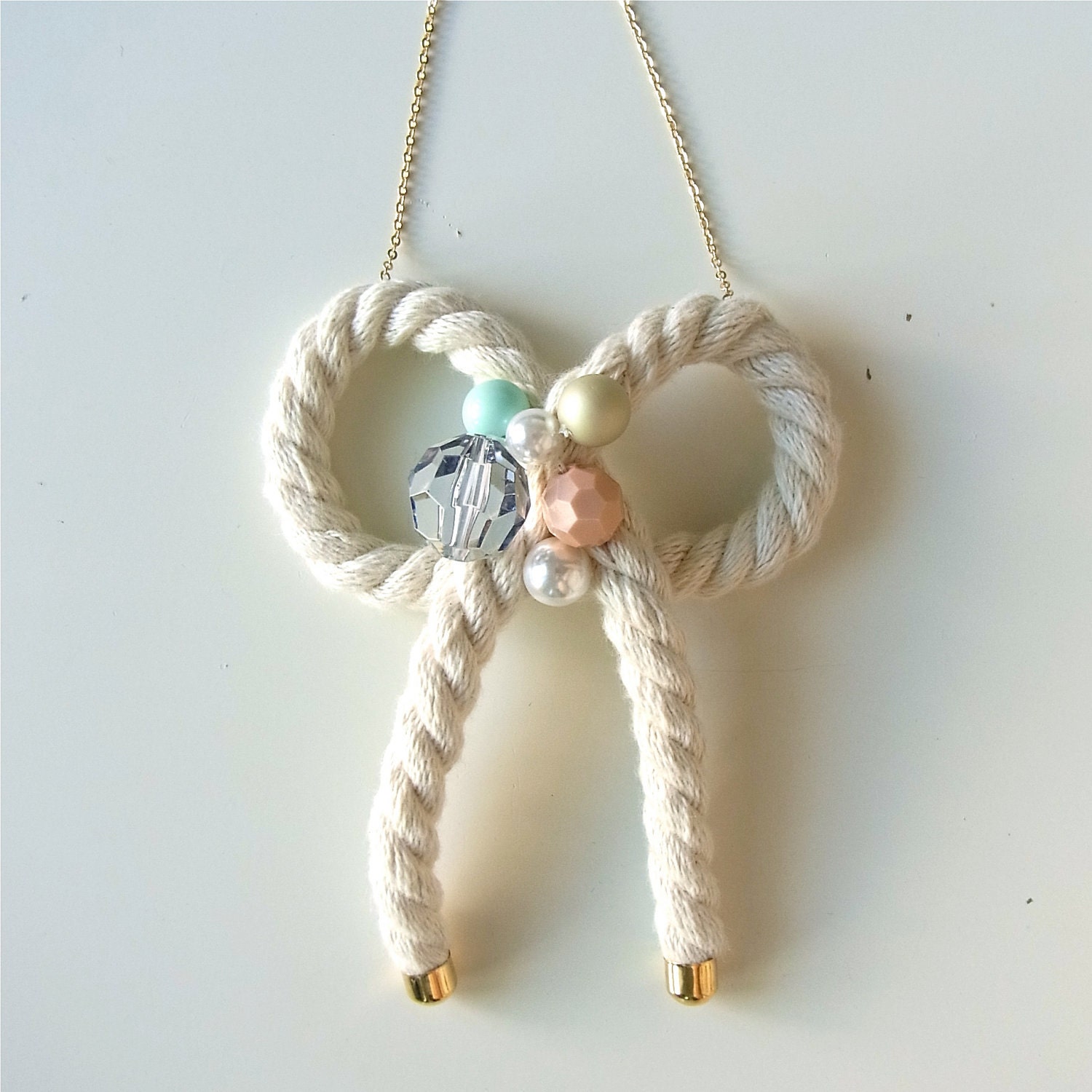 Bow Rope Pastel Beads Nautical Necklace