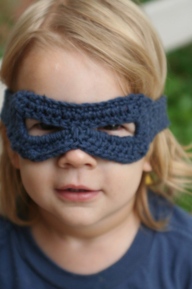 blue denim superhero mask for toddlers by yourmomdesigns