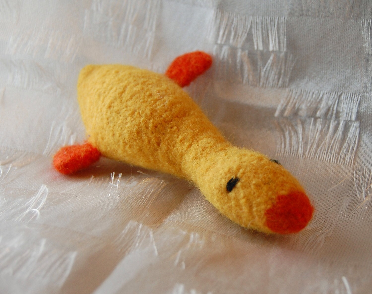 Mini Phyllis The Yellow Duck Cat Toy - Hand Knit Wool Felted Cat Toy with Organic Catnip