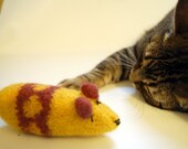 THREE Wooly Mice Cat Toys - Hand Knit Wool Felted Organic Catnip