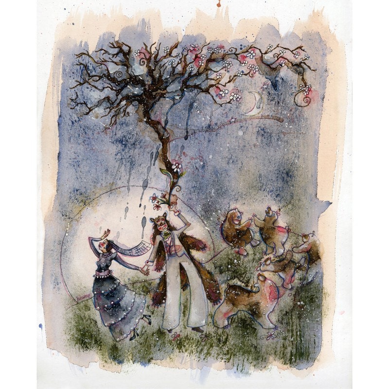 Illustration - Bearskin // Limited Edition Art Print // Grimms Fairy Tale Book Bear Wedding