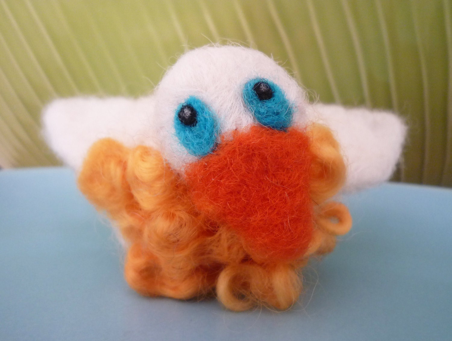 Little Duck with Yellow Curls - Needle Felted Cuddly Critter