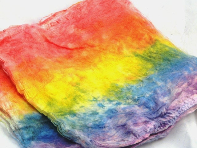 Mawata Silk Hankies - 1 oz - Pastel Rainbow