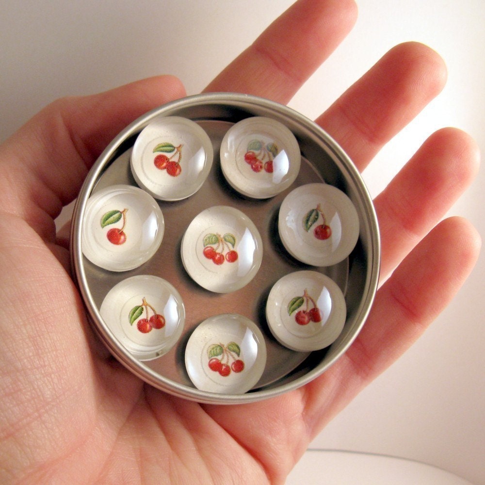 Cherry Marble Magnets-Set of 8