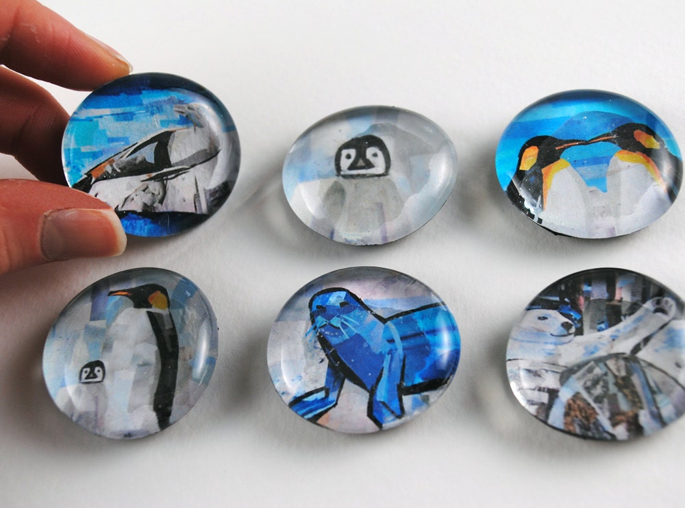 Winter Critter Bubble Magnets, Set of 6