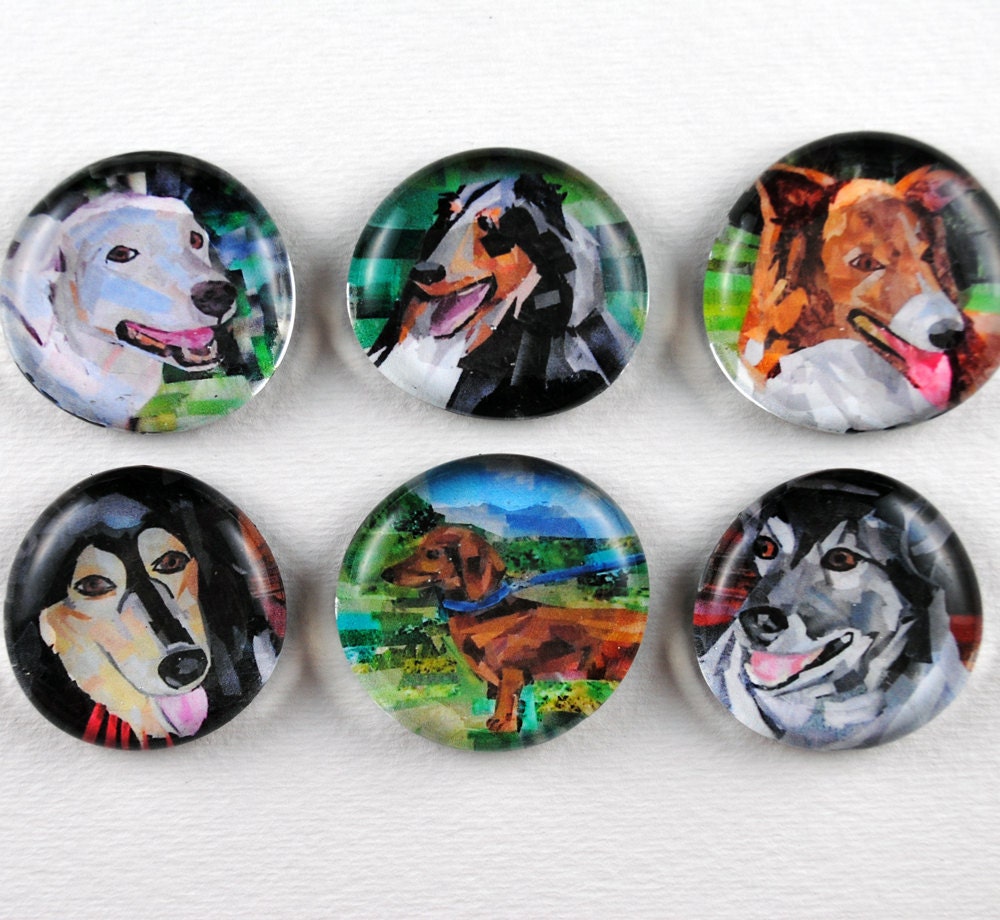 Dog Bubble Magnets, Set of 6