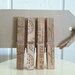 Set of 4 French Organic Paris Themed Clothespins Handstamped with Gold on Natural Wood