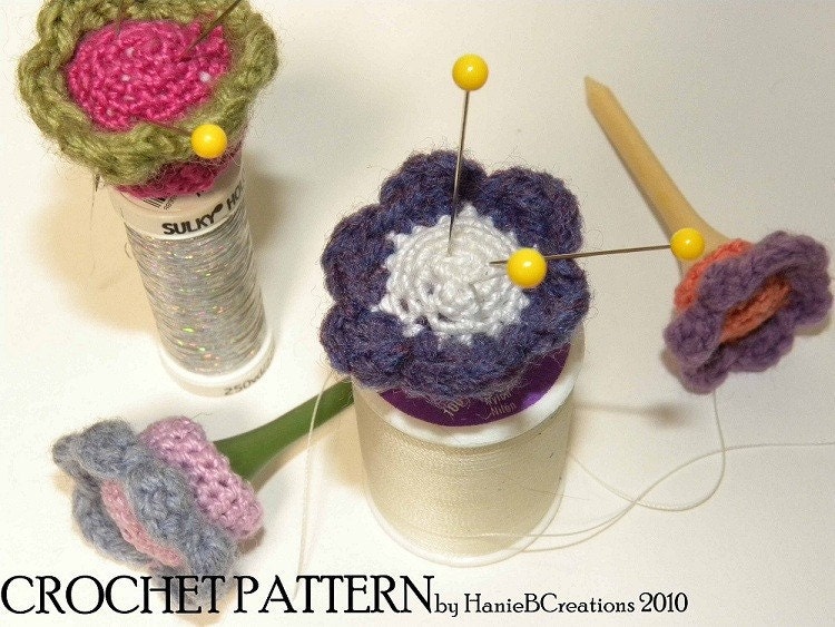 Golf Tee Floral Pin Cushion Crochet Pattern