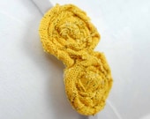50 percent off sale- Headband- mustard yellow twisted flowers wrapped metal