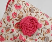 Clutch handbag- pink chic floral with twisted flower fascinator and matching kona cotton lining