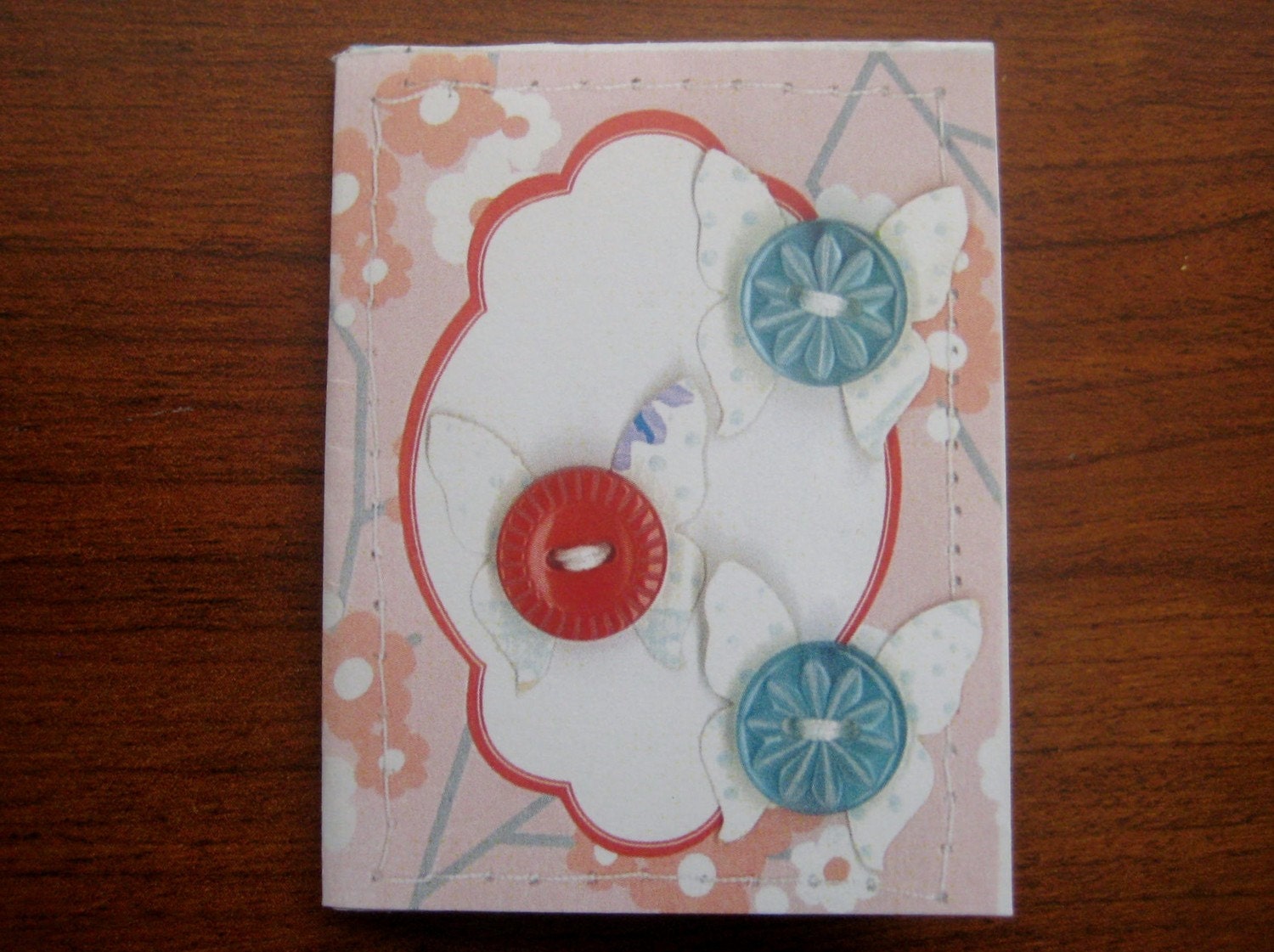 Whimsical Red and Aqua Tiny Book