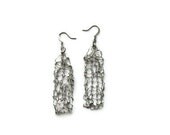 Hand Knit Earrings Dangly Silver- THE KAT EARRING