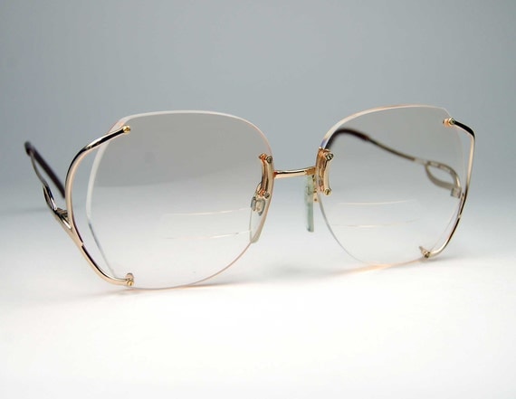 Vintage Luxottica Gold Rimless Eyeglass Frames Made By Thenovelty