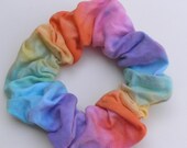 Cotton Scrunchie, hand dyed, soft for hair, pastel rainbow, ponytail