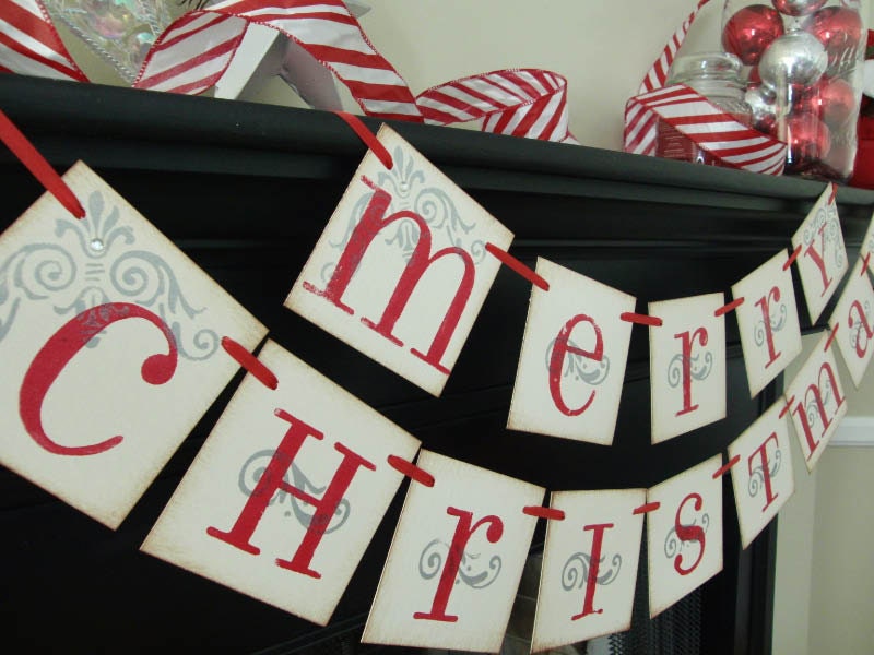 Merry Christmas banner decoration, photoprop, garland Il_570xn