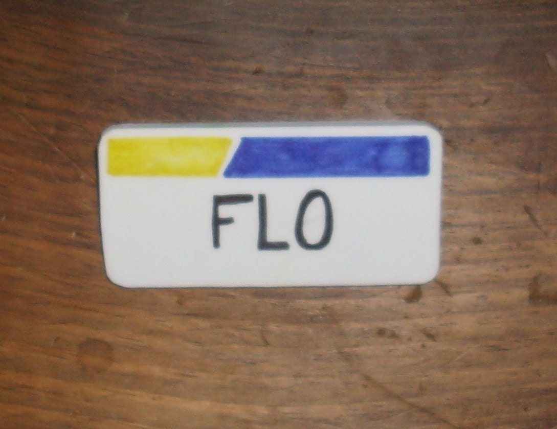 Flo the Insurance Girl Name Tag by GlenShire on Etsy