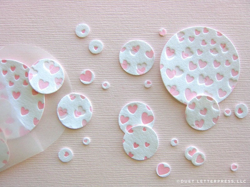 letterpress heart confetti circles