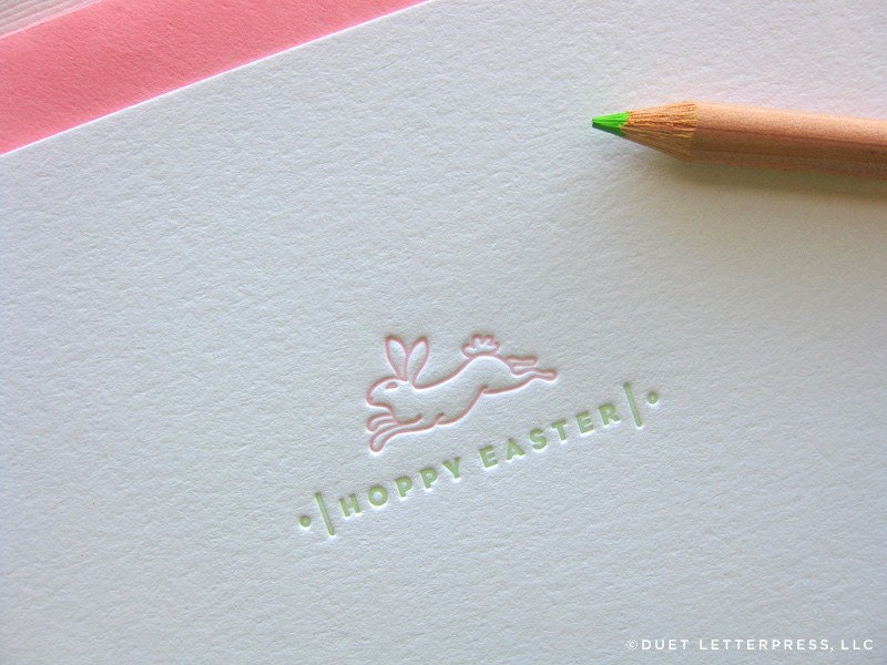 letterpress hoppy easter card