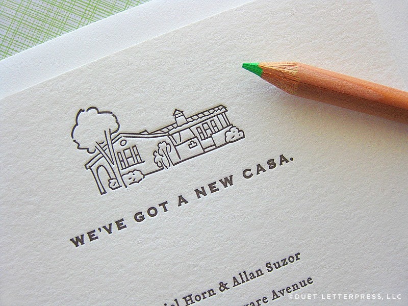 custom letterpress moving announcements