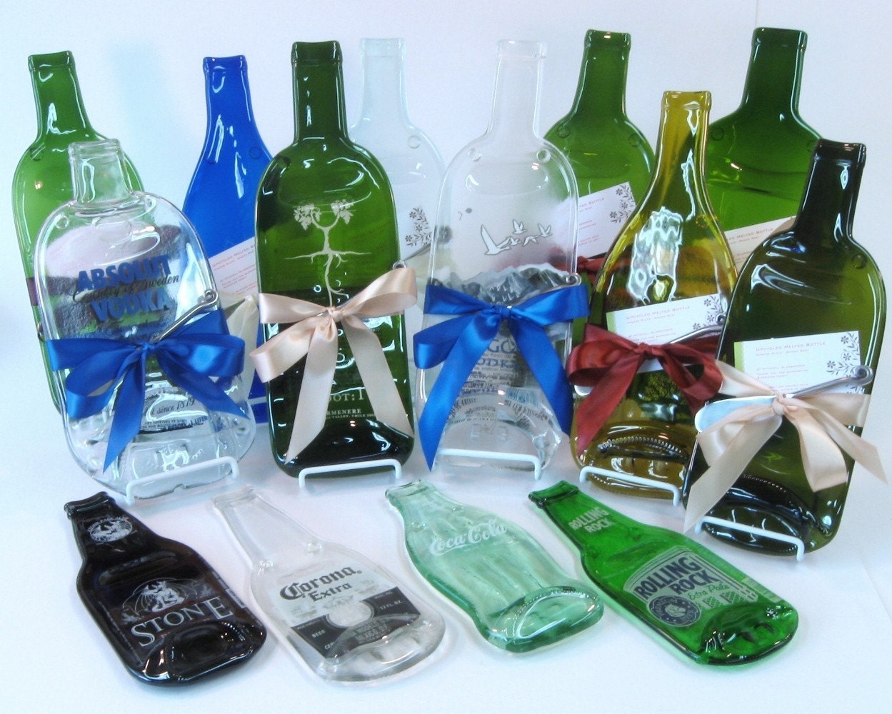Wholesale Melted Bottle Cheese Plates for Retail or Fundraiser - Upcycled Recycled Glass