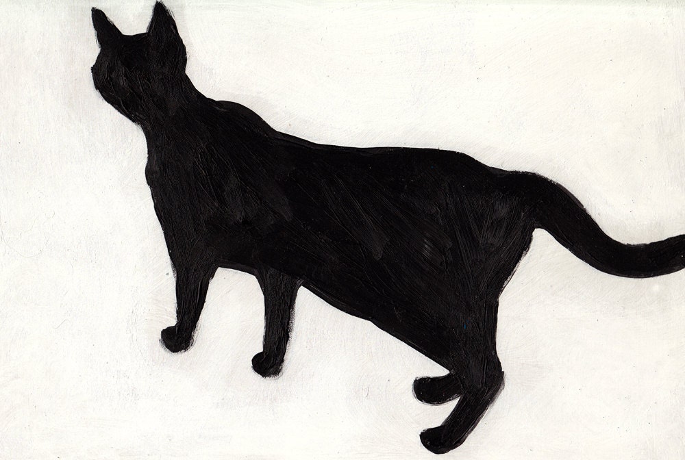 Black and white cat / Original acrylic painting