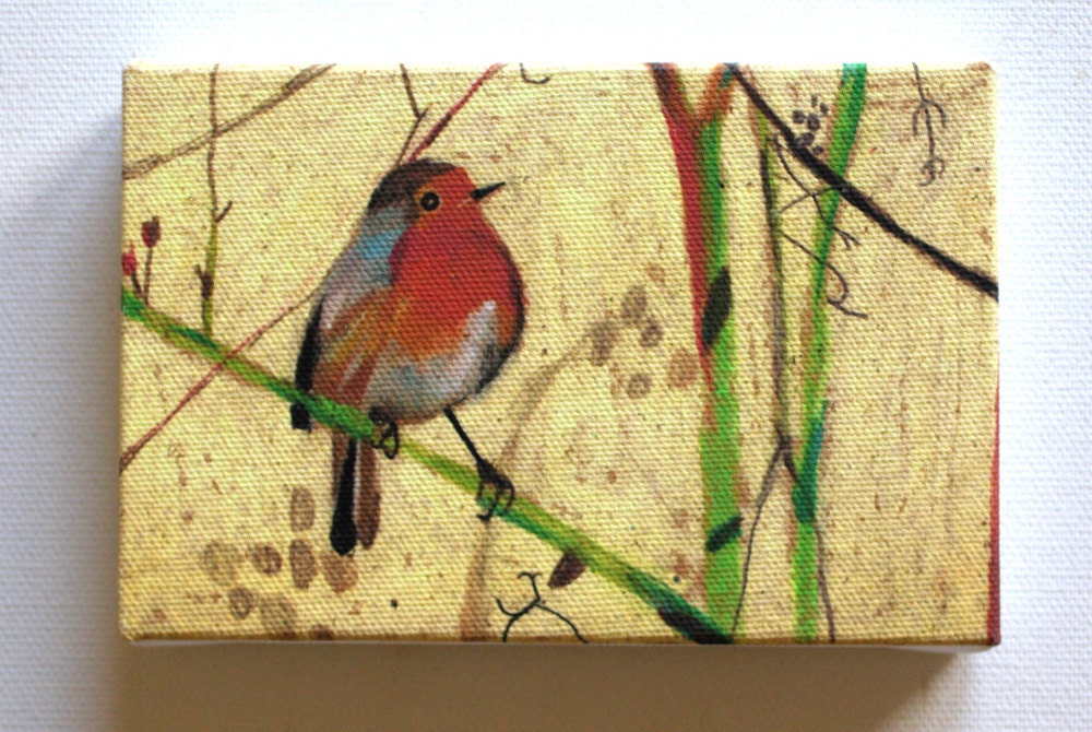 Bird / Tiny canvas / Robin