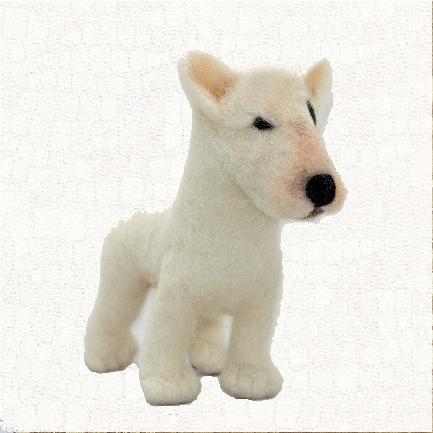 Needle Felted Dog Bull Terrier Soft Sculpture Wool Gift Collectible