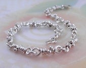 Tao Sterling Silver Bracelet. Linked Knots. Rustic Links. Handmade Chain. Aroluna
