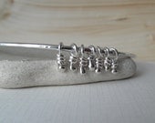 Sterling Silver Bangle with Seven Knots. Rustic Bracelet.
