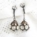 Vintage Black Rhinestone Drop Earrings Heavy Metal Dangle Retro Clip On