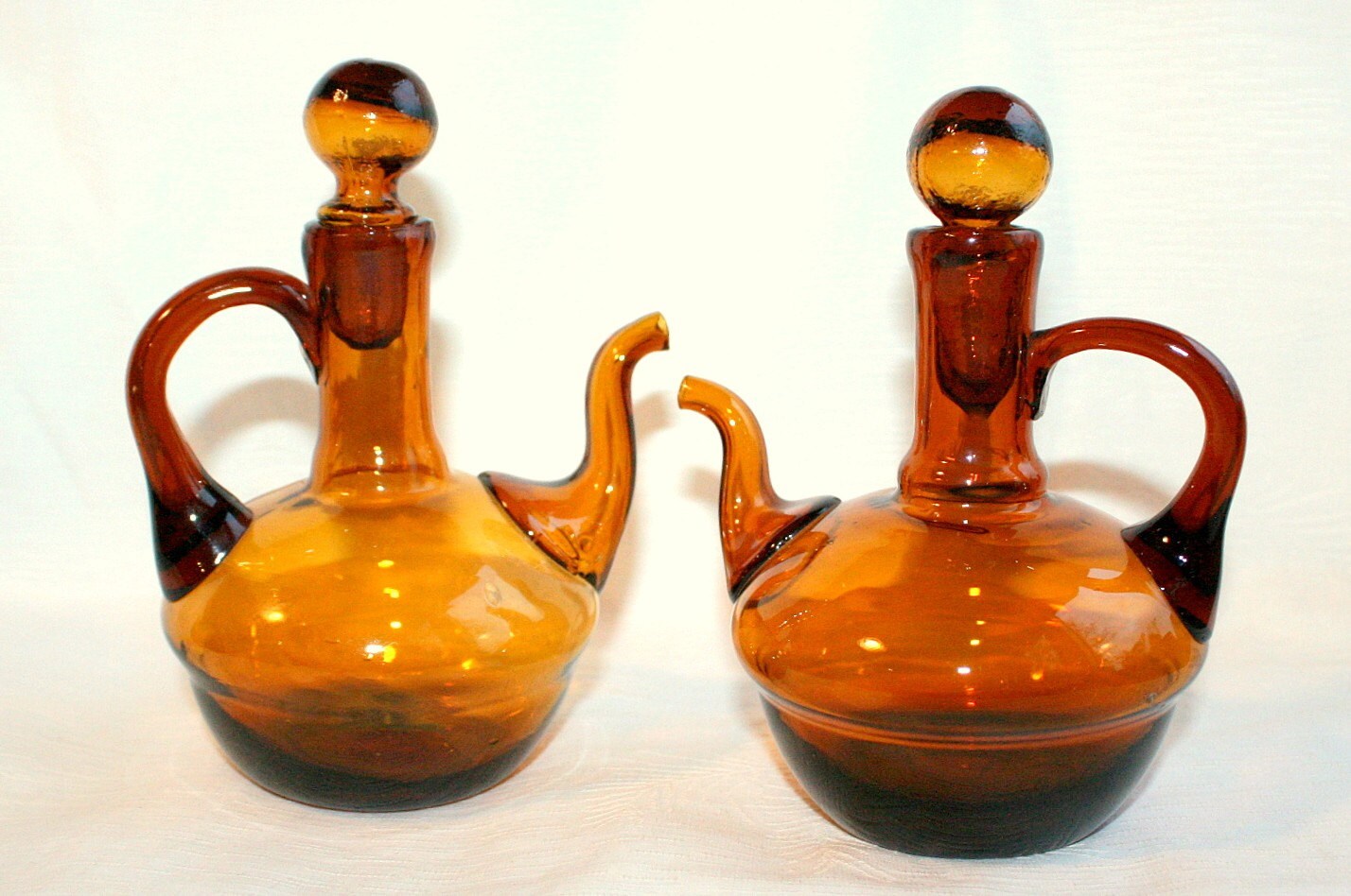 Amber Glass Cruet Set Vintage Delicate by CamanoIslandVintage