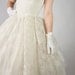 Vintage 1950s Wedding Dress // Stunning Tea Length Full Skirt Tiered Lace Wedding Gown with Stand Up Collar